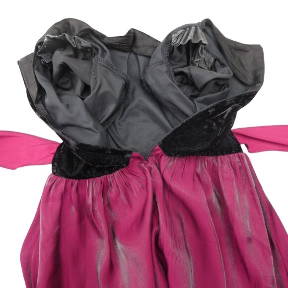 VeLVet Vintage iridescent Dress Midi Sweetheart Neck Short Puff Sleeve Tie Back - Picture 4 of 7